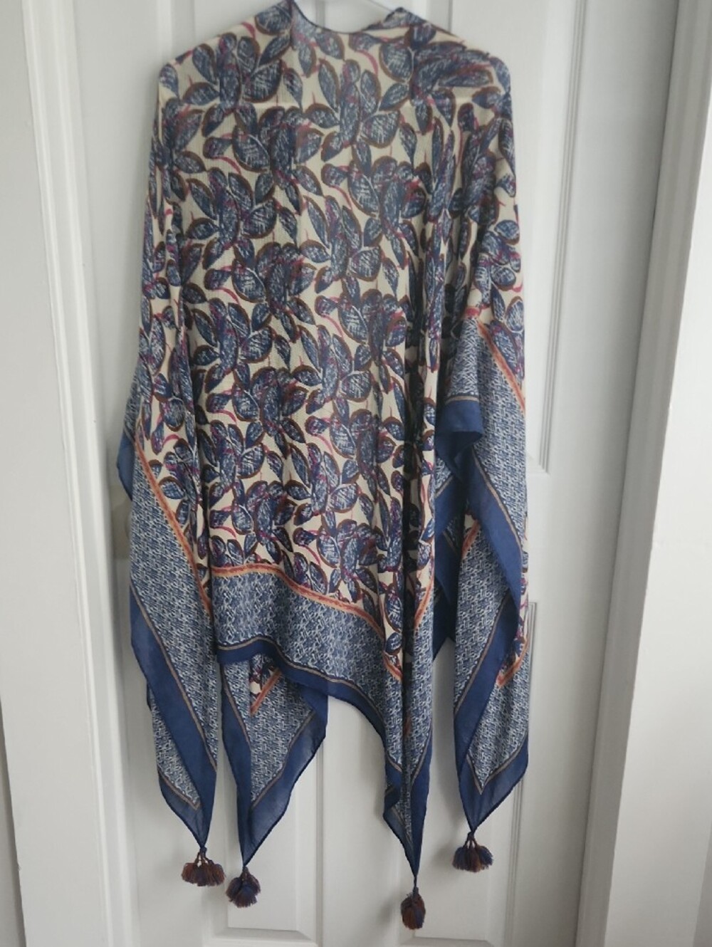 Blue Floral Lightweight Women's Kimono Wrap - Picture 5 of 5